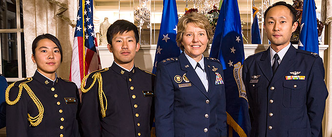 Lt Gen Johnson with foreign dignitaries during ceremony
