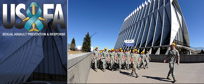 Image of Cadets marching in front of the Chapel