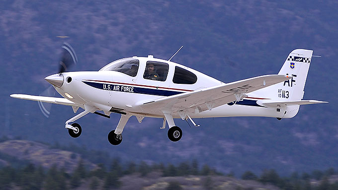 Image of USAF Academy T-53 in flight